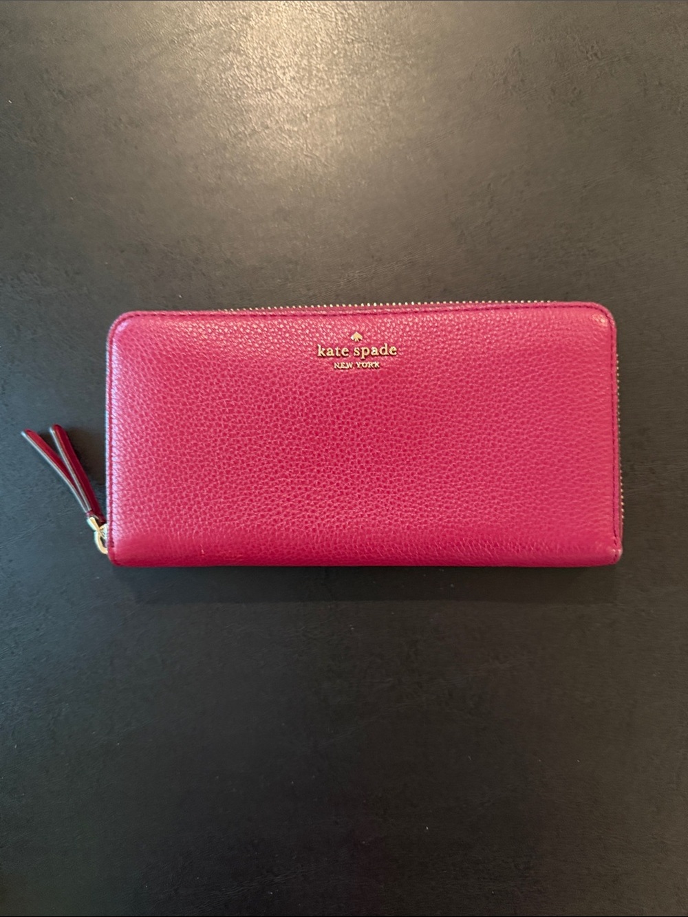 kate spade Pink Pebble Leather Zip-Around Wallet
